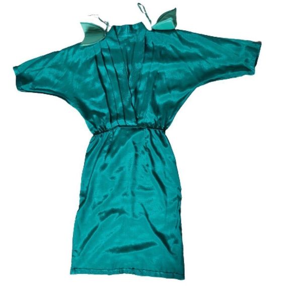 Vintage 80s 90s Erika's Place Green Dress - Picture 8 of 16